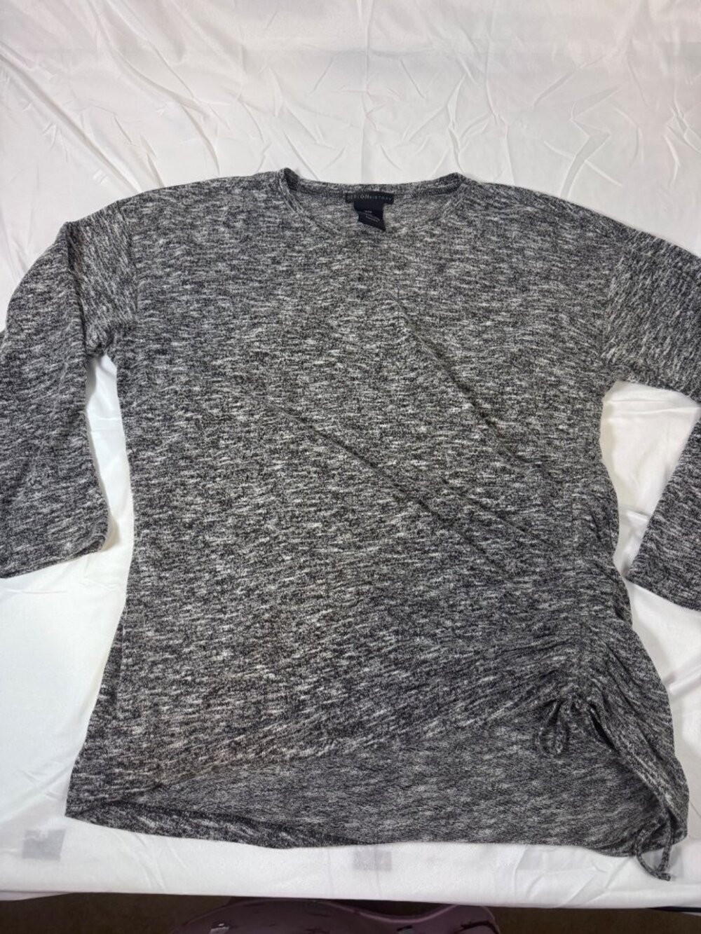 Women's Design History Gray Marled Wrap Tie 3/4 Sleeve Sweater, Size M